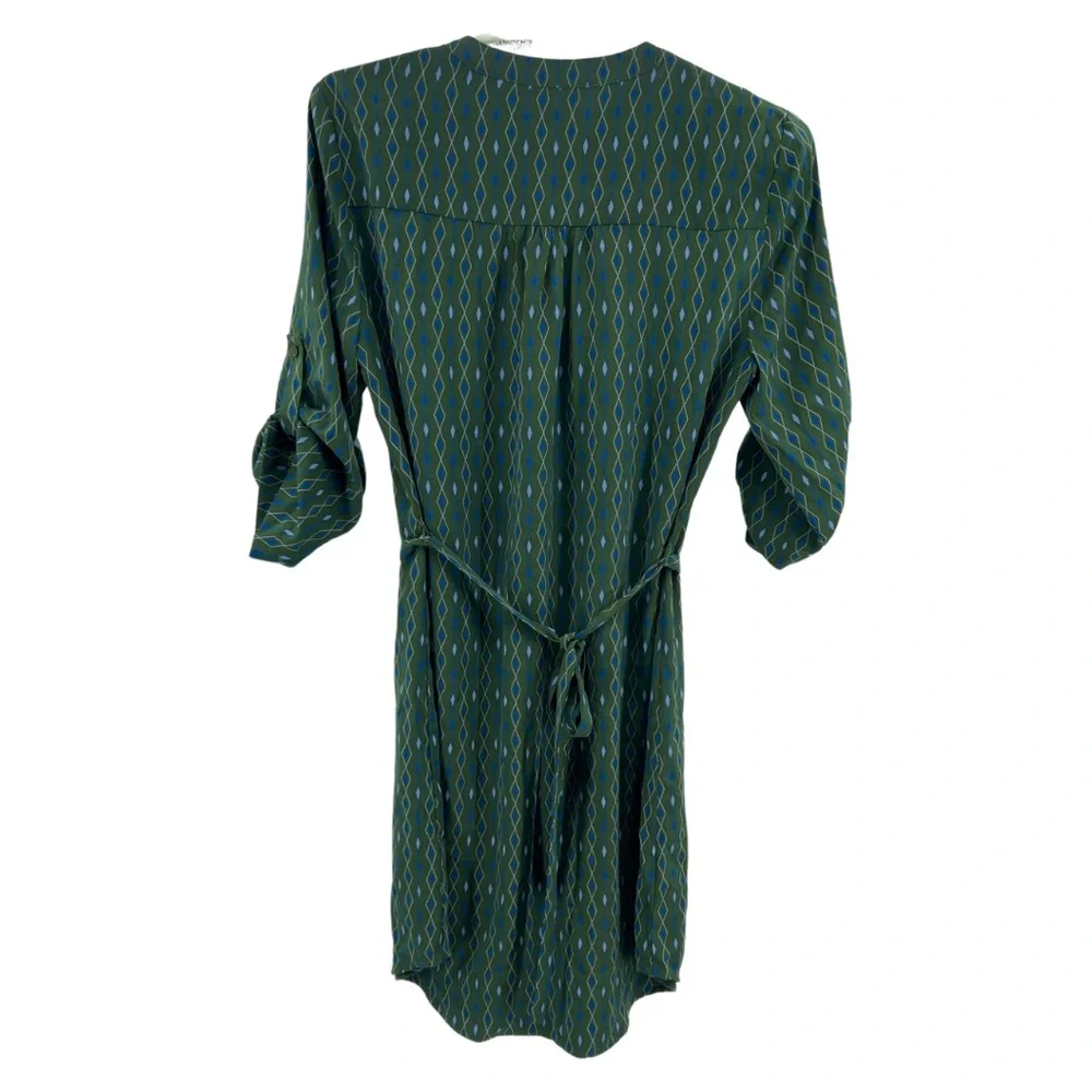 41 Hawthorn geometric diamond Forrest green roll tab sleeve S lightweight office - Picture 3 of 10